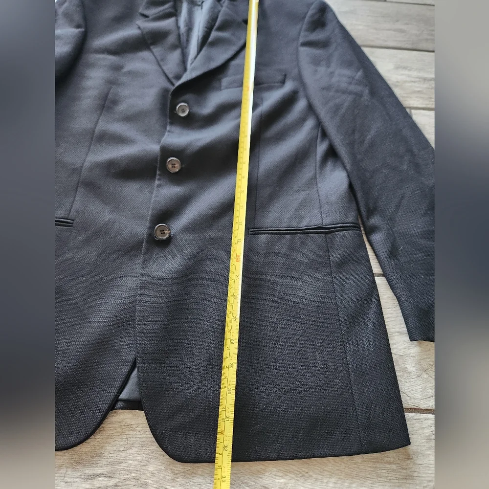 Hugo Boss‎ Black Blazer Sports Coat Jacket 40R Virgin Wool Preppy USA Made Vtg